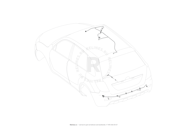 Запчасти Lifan X60 Поколение I и рестайлинги (2011)  — Проводка потолка и багажного отсека (багажника) — схема