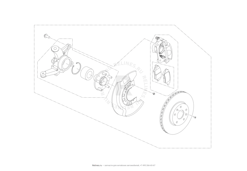 Запчасти Lifan X70 Поколение I (2018)  — Передний тормоз — схема