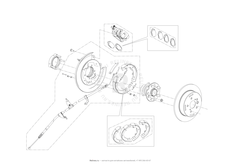 Запчасти Lifan X70 Поколение I (2018)  — Задний тормоз — схема