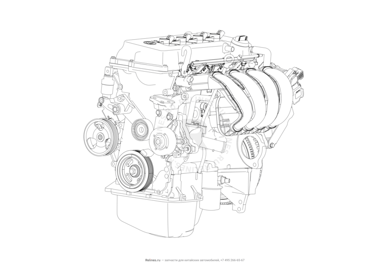 Запчасти Lifan X70 Поколение I (2018)  — Двигатель в сборе — схема