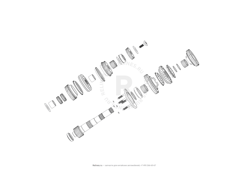 Запчасти Lifan X70 Поколение I (2018)  — Вторичный (выходной, ведомый) вал — схема