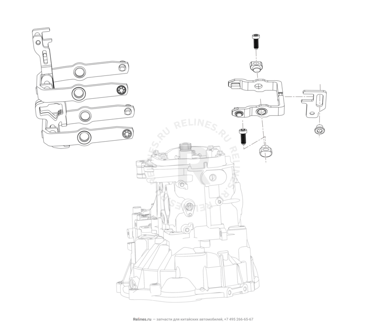 Вилки и штоки переключения передач Lifan X70 — схема