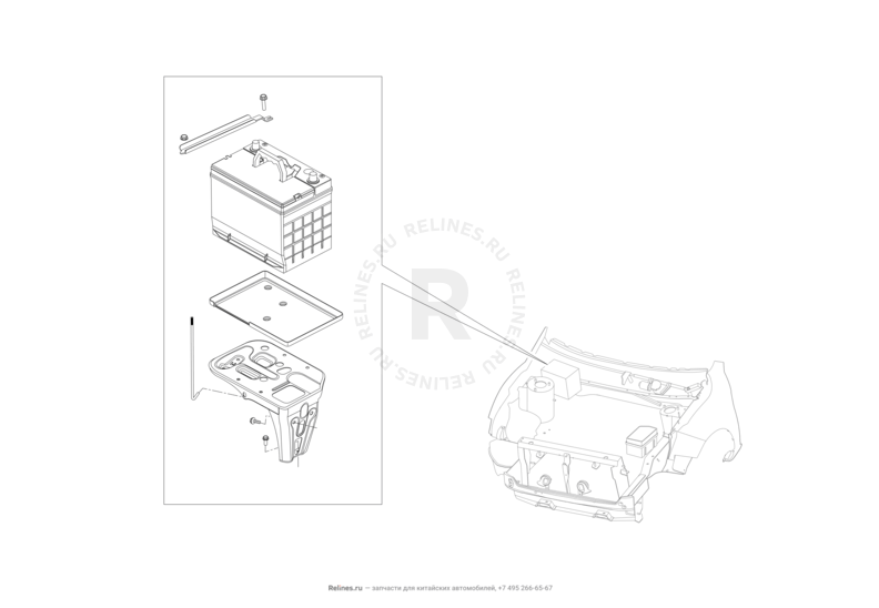 Запчасти Lifan X70 Поколение I (2018)  — Аккумулятор — схема