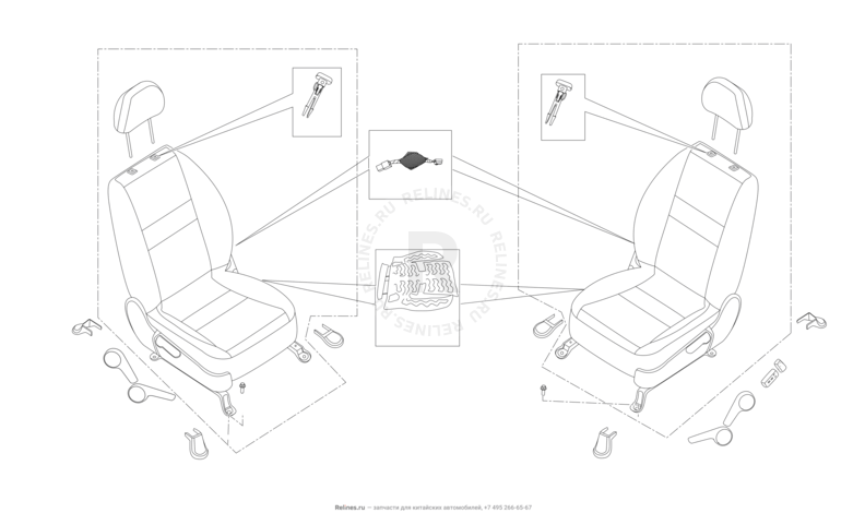 Передние сиденья Lifan X70 — схема