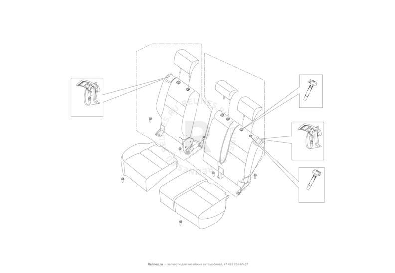 Запчасти Lifan X70 Поколение I (2018)  — Задние сиденья — схема