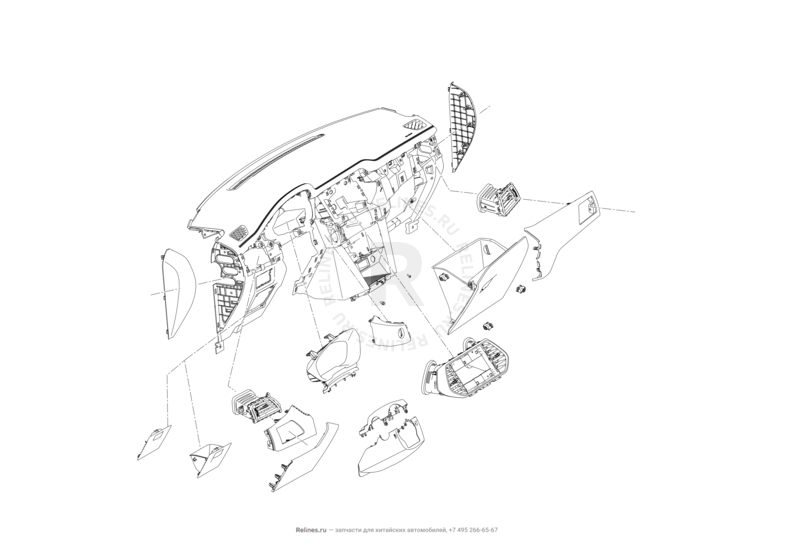 Запчасти Lifan X70 Поколение I (2018)  — Передняя панель (торпедо) — схема