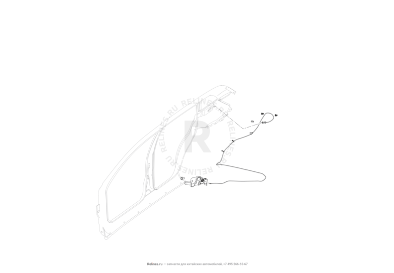 Запчасти Lifan X70 Поколение I (2018)  — Трос лючка топливного бака (бензобака) — схема