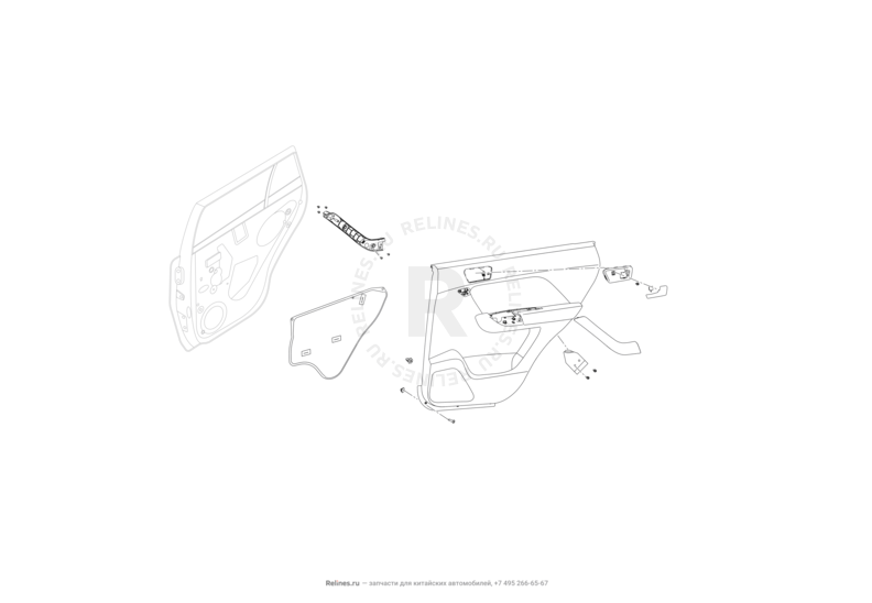 Запчасти Lifan X70 Поколение I (2018)  — Обшивка задней двери — схема