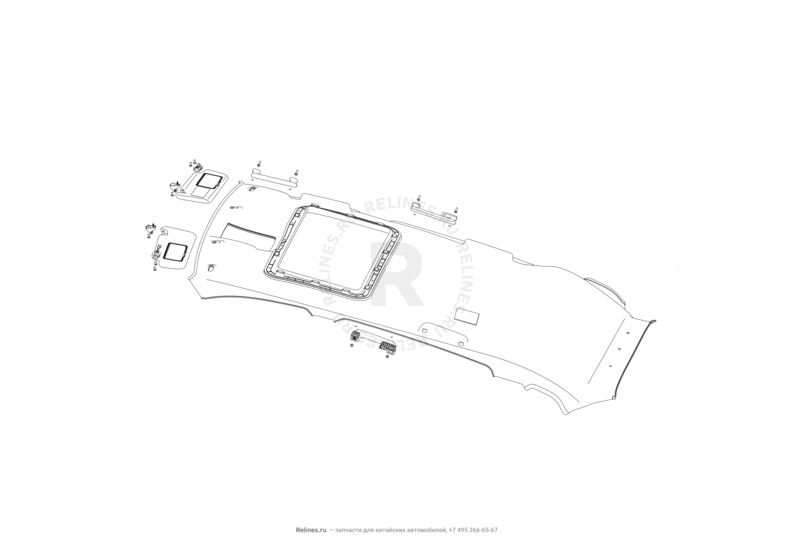 Запчасти Lifan X70 Поколение I (2018)  — Обшивка потолка, потолочные ручки — схема