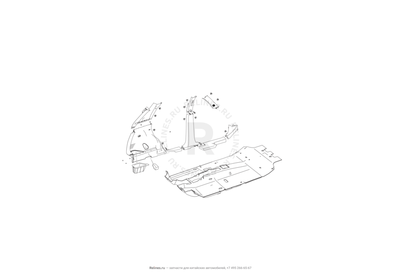 Запчасти Lifan X70 Поколение I (2018)  — Обшивка стоек и накладки порогов — схема
