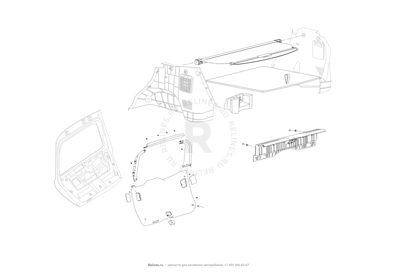 Запчасти Lifan X70 Поколение I (2018)  — Обшивка багажного отсека (багажника) — схема