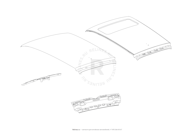 Запчасти Lifan X70 Поколение I (2018)  — Крыша — схема