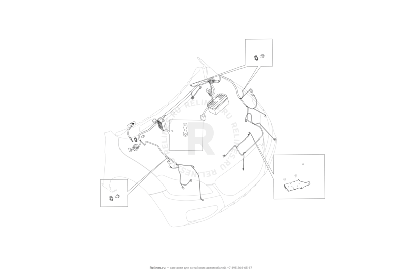 Запчасти Lifan X70 Поколение I (2018)  — Проводка моторного отсека — схема