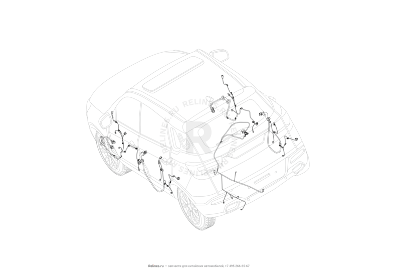 Запчасти Lifan X70 Поколение I (2018)  — Проводка дверей — схема