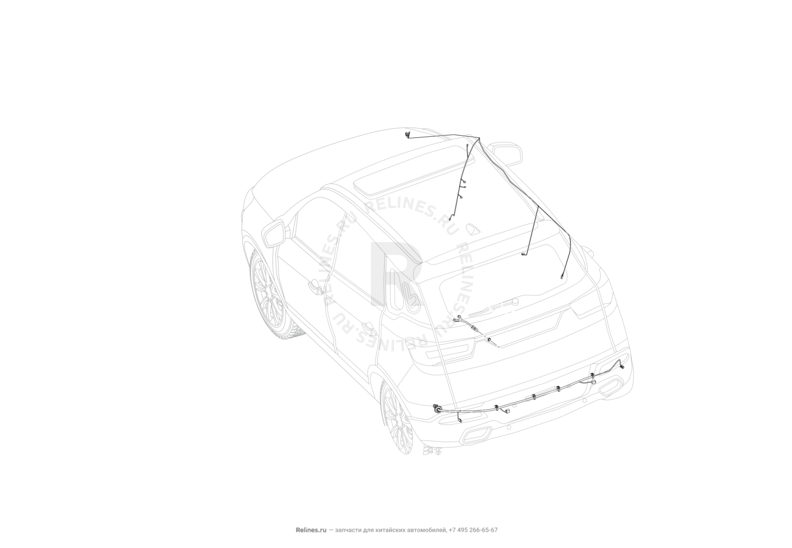 Проводка потолка и багажного отсека (багажника) Lifan X70 — схема