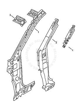 Передняя стойка кузова Geely MK — схема