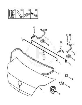 Запчасти Geely MK Поколение I (2006)  — Крышка багажника — схема