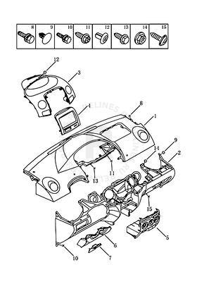 Запчасти Geely MK Поколение I (2006)  — Передняя панель (торпедо) — схема