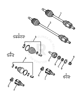 Приводной вал (привод колеса) (JLB-4G15) Geely GC6 — схема