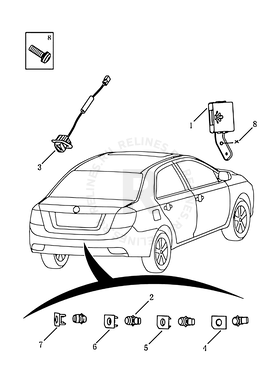 Запчасти Geely GC6 Поколение I (2014)  — Датчики парковки (парктроники) и блок управления (LG-4) — схема