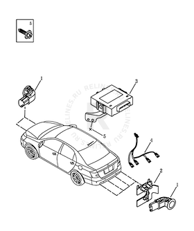 Запчасти Geely Vision Поколение I (2006)  — Камера заднего вида и датчики парковки (парктроники) — схема
