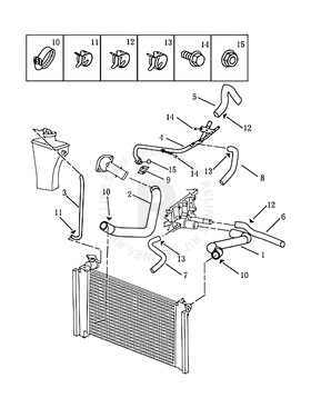 Патрубки и шланги радиатора Geely Vision — схема