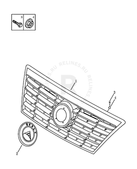 Эмблема и решетка радиатора Geely Vision — схема