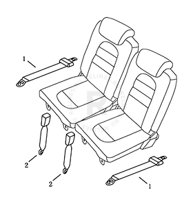 Ремни и замки безопасности задних сидений Geely Emgrand X7 — схема