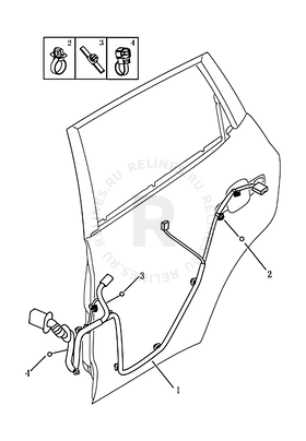 Проводка задних дверей Geely Emgrand X7 — схема