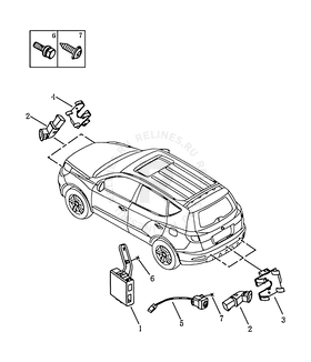 Запчасти Geely Emgrand X7 Поколение I (2011)  — Камера заднего вида и датчики парковки (парктроники) — схема