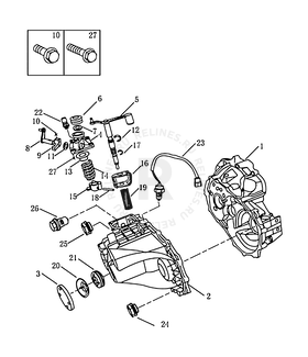 Механизм переключения передач и корпус сцепления (S170F02) — схема