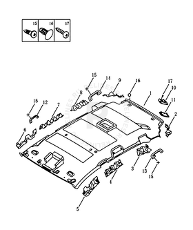 Запчасти Geely Emgrand X7 Поколение I (2011)  — Внутренняя отделка (панель) крыши (SUNROOF, 2014 MODEL) — схема