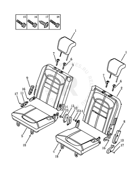 Заднее сиденье (FOR 7 SEAT VEHICLE) Geely Emgrand X7 — схема