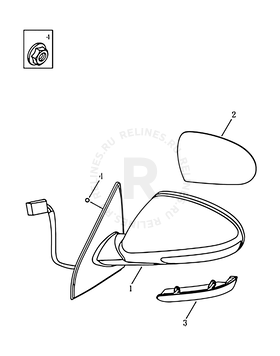 Запчасти Geely Emgrand X7 Поколение I (2011)  — Зеркало заднего вида (2014 MODEL) — схема