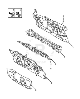 Перегородка (панель) моторного отсека Geely MK Cross — схема