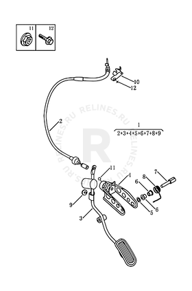 Педаль газа Geely MK Cross — схема