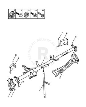 Рама передней панели (торпедо) Geely MK Cross — схема
