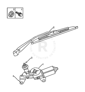Запчасти Geely MK Cross Поколение I (2010)  — Мотор и щетка стеклоочистителя (заднего) — схема