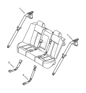 Ремни и замки безопасности задних сидений Geely SC7 — схема