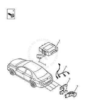 Камера заднего вида и датчики парковки (парктроники) Geely SC7 — схема