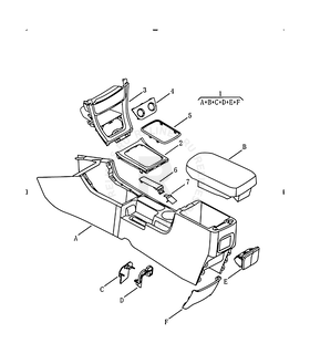 Центральный тоннель (консоль) и подлокотник (AT, 2014 MODEL) Geely SC7 — схема