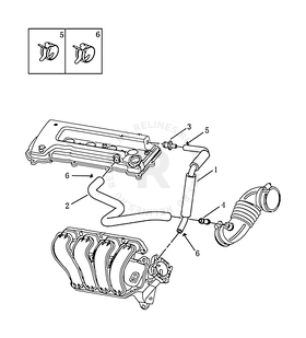Запчасти Geely Emgrand 7 Поколение I (2009)  — Система вентиляции картера (JL4G15E, E IV) — схема