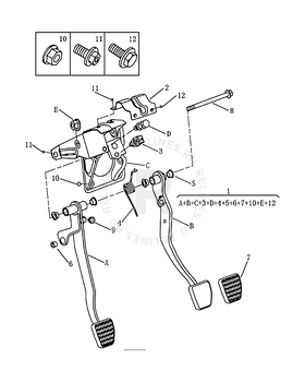 Запчасти Geely Emgrand 7 Поколение I (2009)  — Педали тормоза, сцепления и датчик стоп-сигнала (MT) — схема