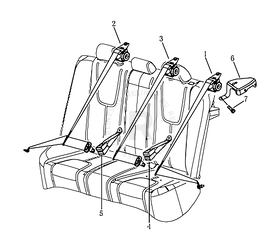 Ремни и замки безопасности задних сидений (FE-2) Geely Emgrand 7 — схема