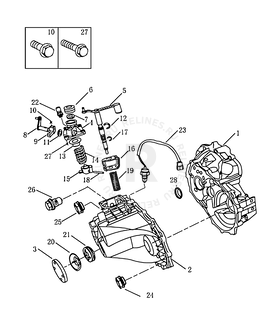 Запчасти Geely Emgrand 7 Поколение I (2009)  — Механизм переключения передач и корпус сцепления (S170BIA/S170F01/S170F01-A) — схема