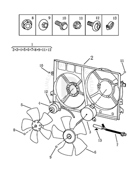 Запчасти Geely Emgrand 7 Поколение I (2009)  — Вентилятор радиатора охлаждения (DUAL COOLING FAN) — схема