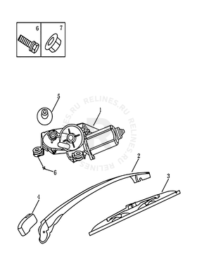 Мотор и щетка стеклоочистителя (заднего) (FE-2) Geely Emgrand 7 — схема