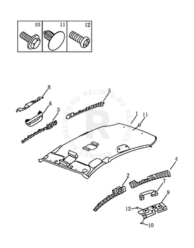 Запчасти Geely Emgrand 7 Поколение I (2009)  — Обшивка потолка, потолочные ручки (FE-2) (2) — схема