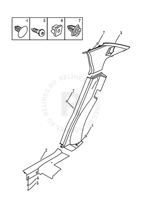 Запчасти Geely Otaka Поколение I (2006)  — Отделка задних стоек кузова (LM TRIM) — схема