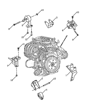 Запчасти Geely Emgrand 7 Поколение II (2014)  — Опоры двигателя (1.5L/5MT; SUPPLIER CODE: 574152) — схема